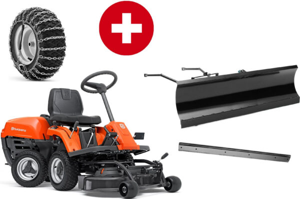 Husqvarna Frontmäher R 112C mit Mähdeck Combi 85 – Winterpaket