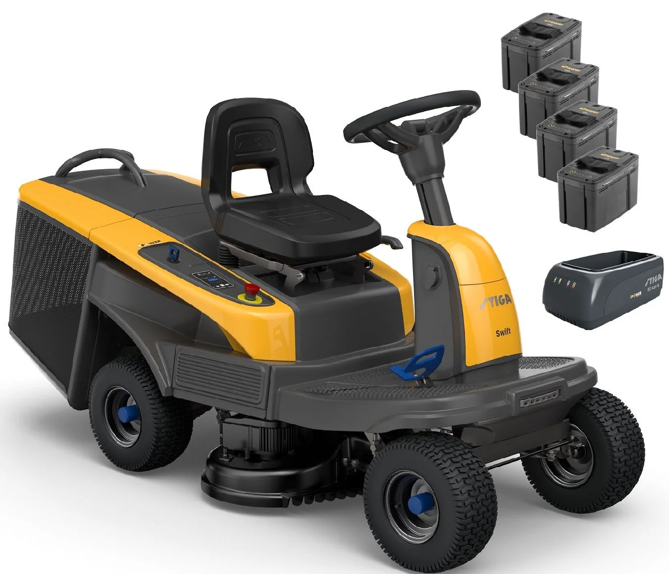 stiga akku aufsitzmäher swift 372e mit 4 x 5 ah akkus und 1 x ladegerät stiga akku aufsitzmäher swift 372e mit 4 x 5 ah akkus und 1 x ladegerät