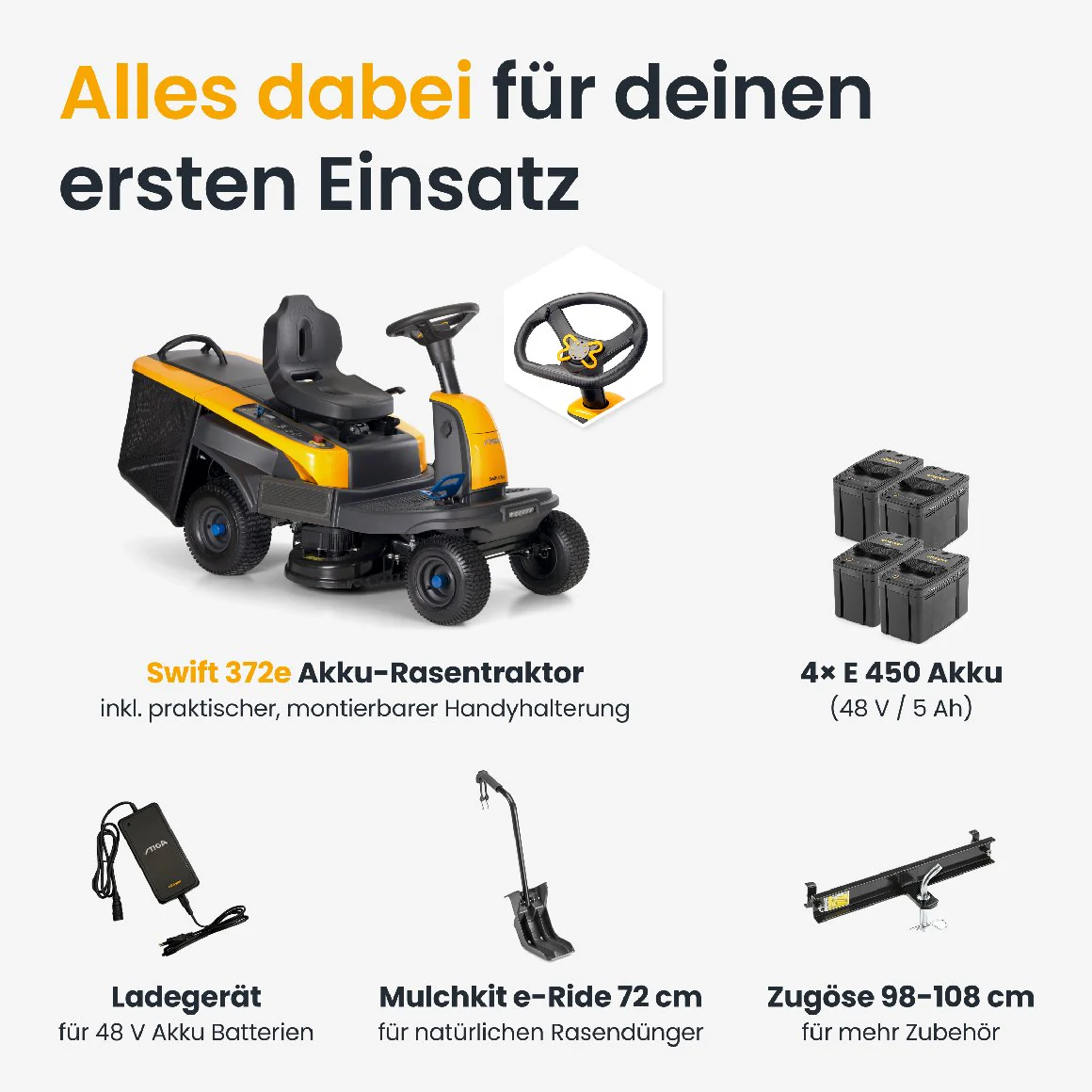 stiga akku aufsitzmäher swift 372e mit 4 x 5 ah akkus und 1 x ladegerät stiga akku aufsitzmäher swift 372e mit 4 x 5 ah akkus und 1 x ladegerät